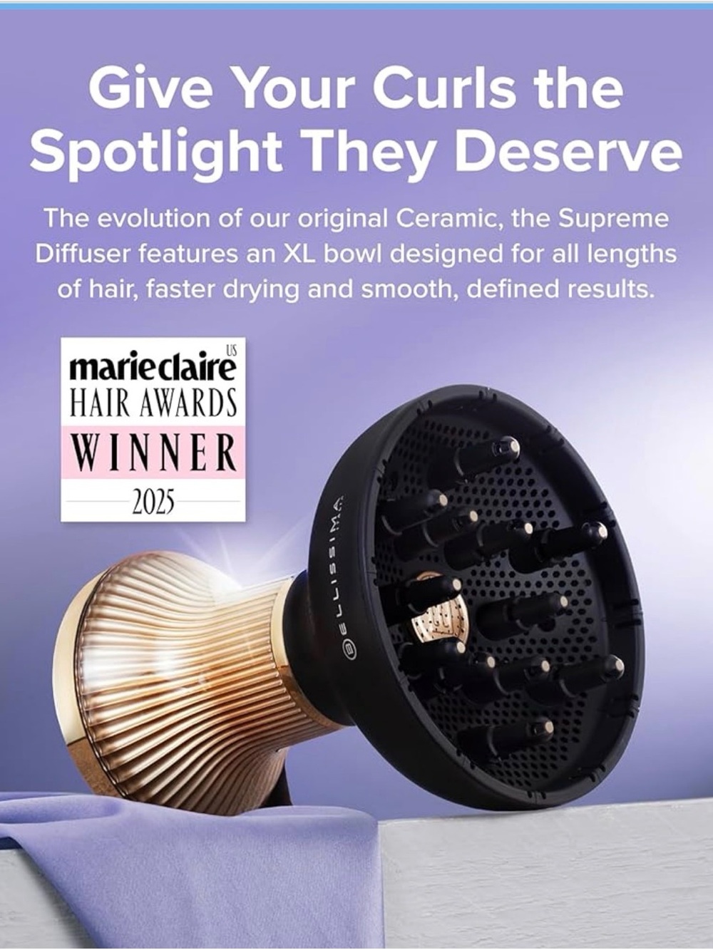 Women’s Hair Diffuser in Black and Gold